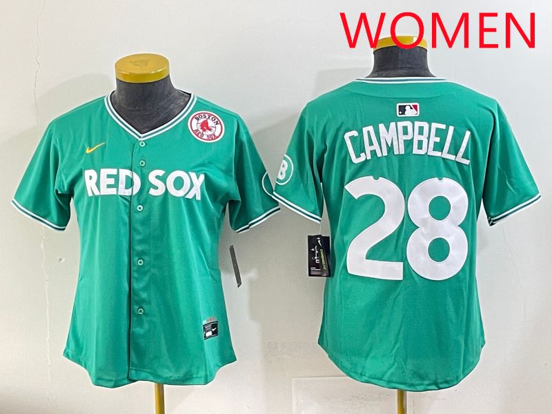 Women 2025 Boston Red Sox #28 Campbell Dark Green Joint Name Nike MLB Jersey style 9->women mlb jersey->Women Jersey